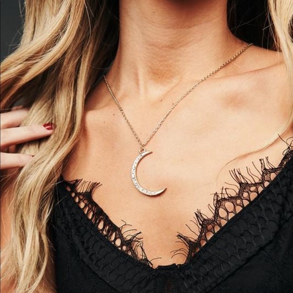The House Of Gentry Jewelry - Rhinestone Crescent Moon Necklace